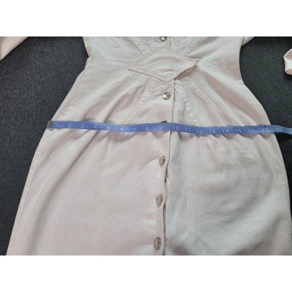 Vintage 80s All That Jazz‎ Midi Dress Tailored White Ruched Waist Button Up XS/S - Picture 13 of 16